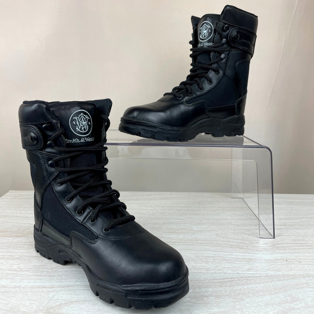 SMITH & WESSON Womens (8.5) Black Leather Combat Boot‎ Tactical Trooper  Hunting